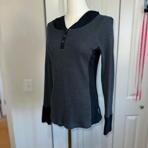 Columbia Charcoal Hooded Henley Thermal Top